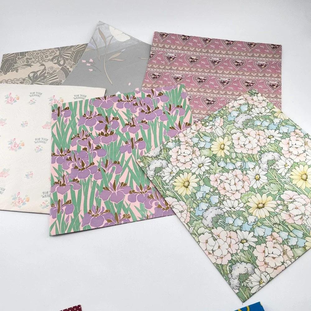 Vintage All Occasion Gift Wrap Ribbon Lot 1.6# Baby Floral Kids Comics Wedding